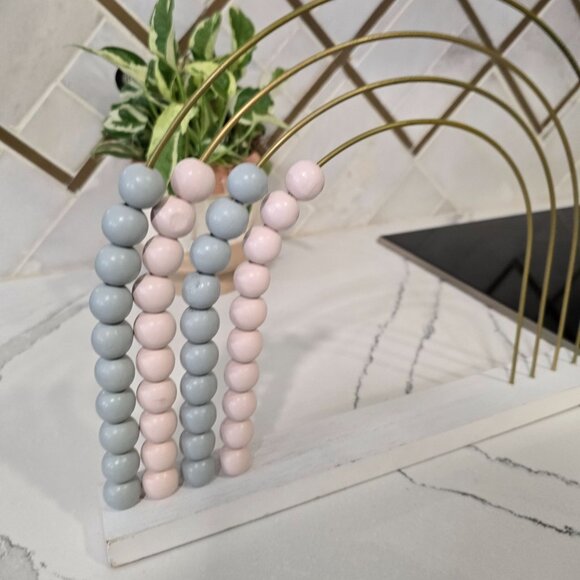 Pastel Wooden Bead Abacus Table Decor rainbow pastel montessori - Picture 2 of 6